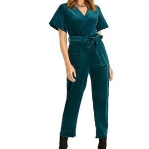 Rachel Roy Layla Velvet Corduroy Jumpsuit in Teal NWOT